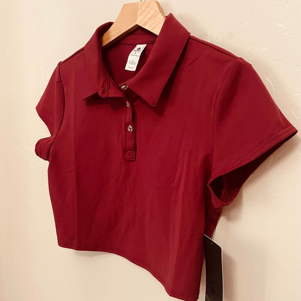 90Degree Lux Flex Short Sleeve Cropped Tennis Polo - Picture 4 of 14